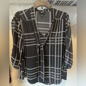 Black and white blouse with cute tie